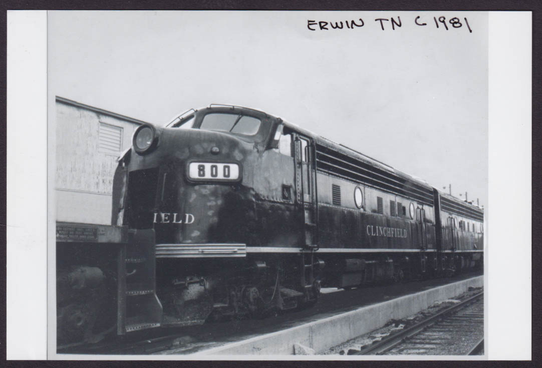 Clinchfield Railroad F3A diesel locomotive #800 RR photo Erwin TN 1981