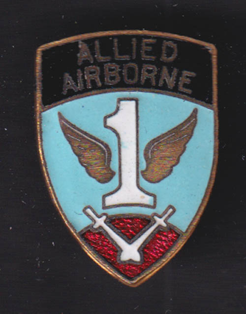 French 1st Allied Airborne badge World War II plain back, no maker.