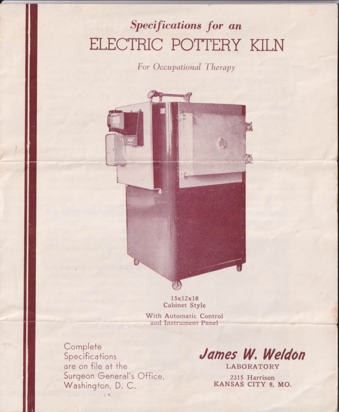 James W Weldon Laboratory Specifications for an Electric Pottery Kiln c ...