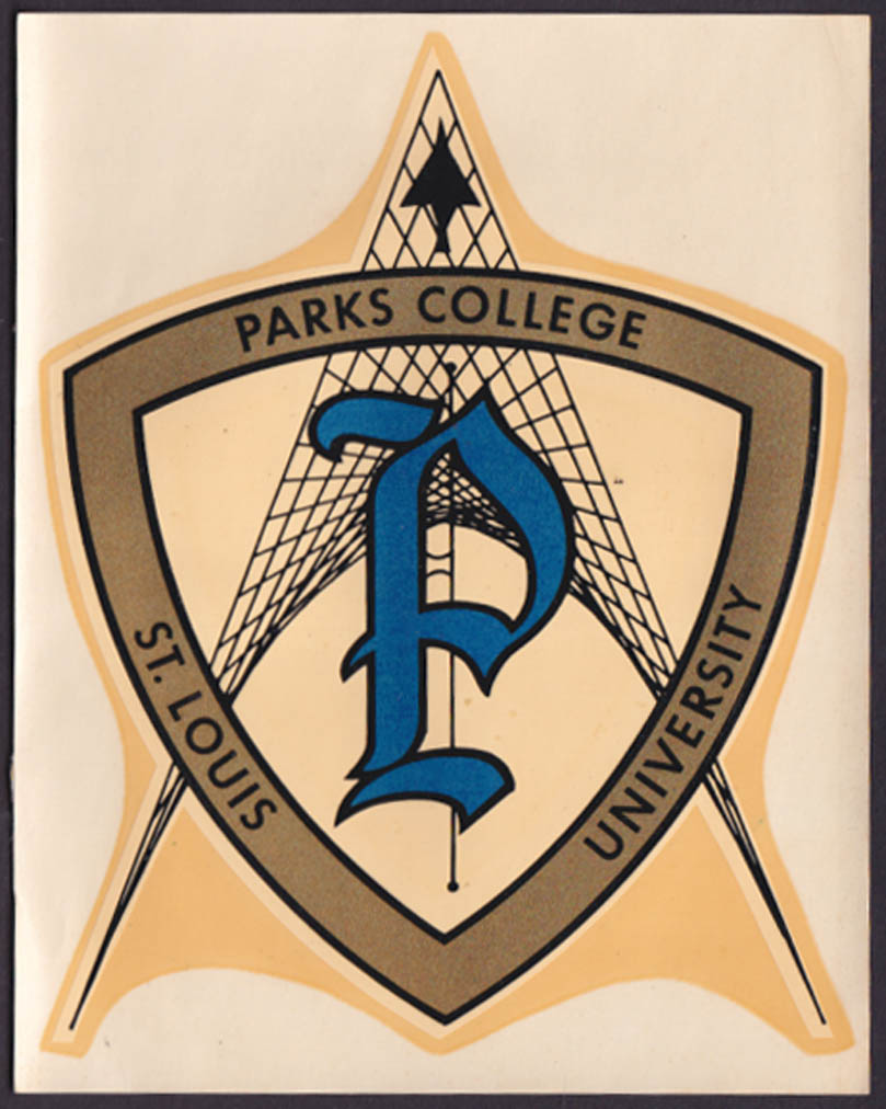 Parks College Aviation Science St Louis University unused decal c 1950s