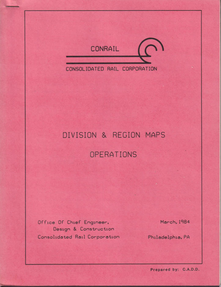 Conrail Railroad Division Maps / Operations 3 1984