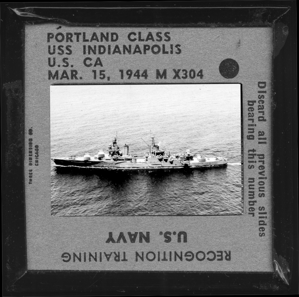 USS Indianapolis CA-35 US Navy Recognition Training 35mm slide 3/15 1944 #1