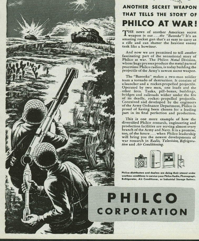 Bazooka! Another Secret Weapon tells the story of Philco At War ad 1943