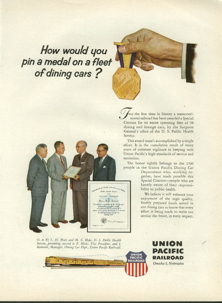 How would you pin a medal on a fleet of dining cars? Union Pacific RR ...