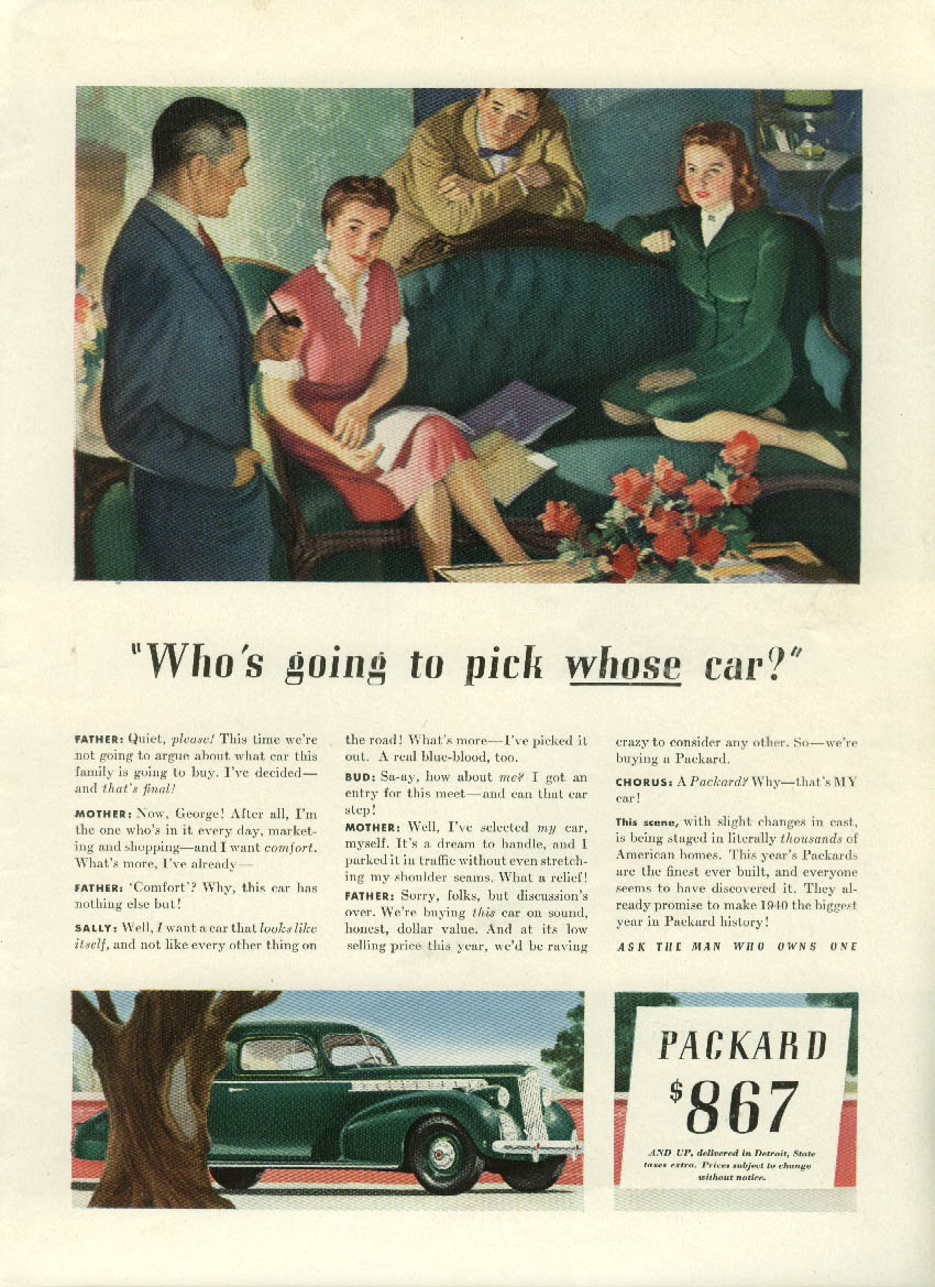 Who's going to pick whose car? Packard ad 1940