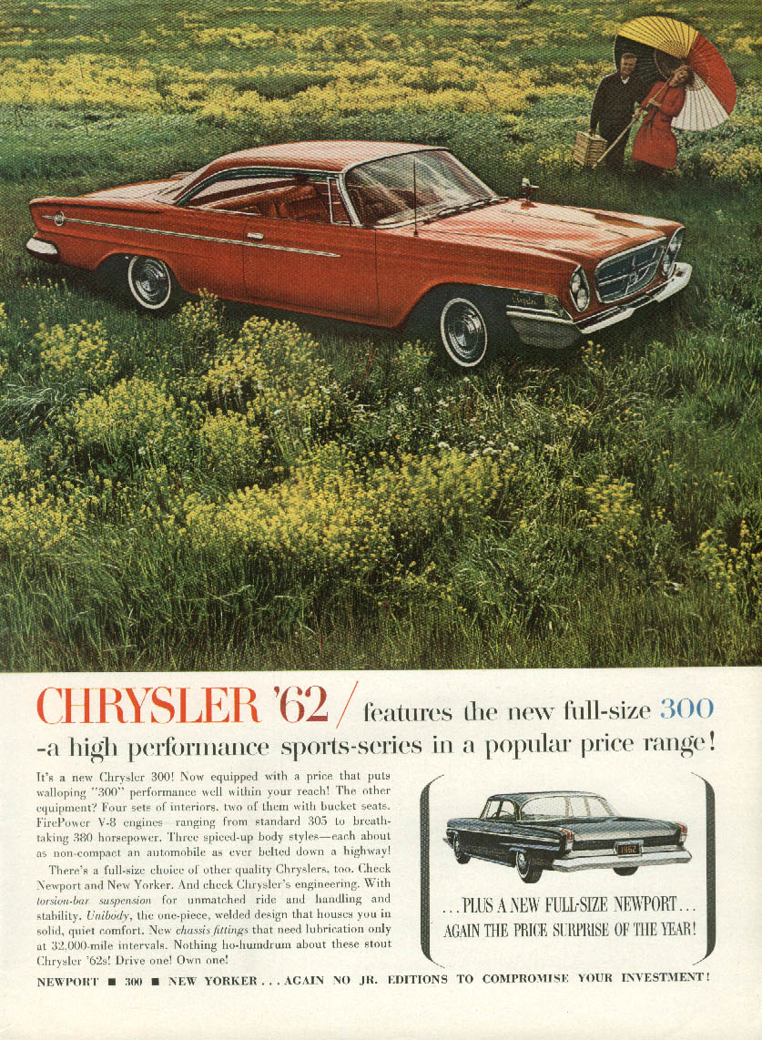 High-performance sports series - popular price range Chrysler 300 ad 1962