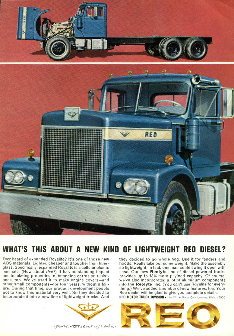 What this about a new kind of lightweight Reo Diesel? Reolyte Truck ad 1965