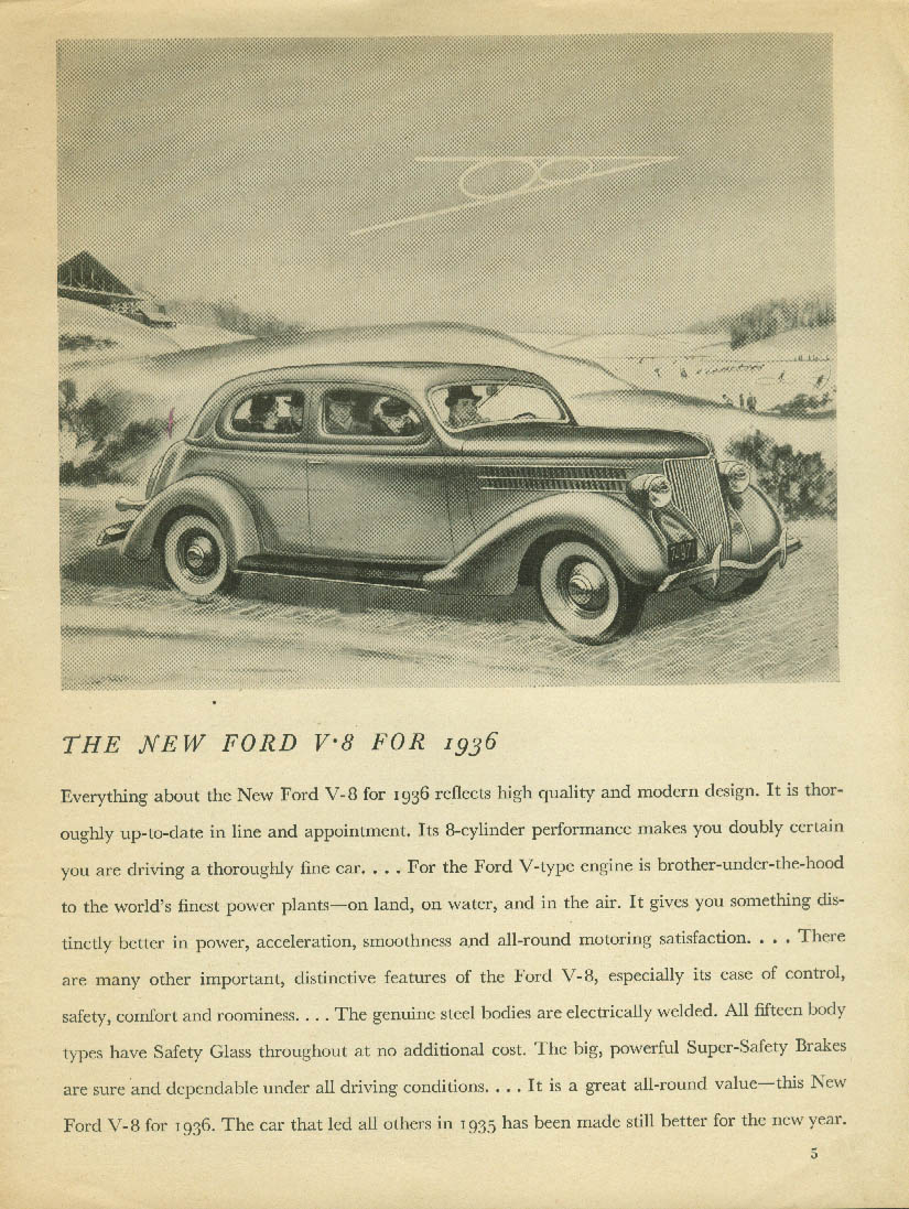 The New Ford V-8 for 1936 ad Tudor Sedan Liberty