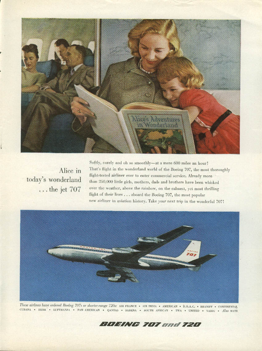 Alice in Today's Wonderland the Boeing 707 Jetliner ad 1959 NY