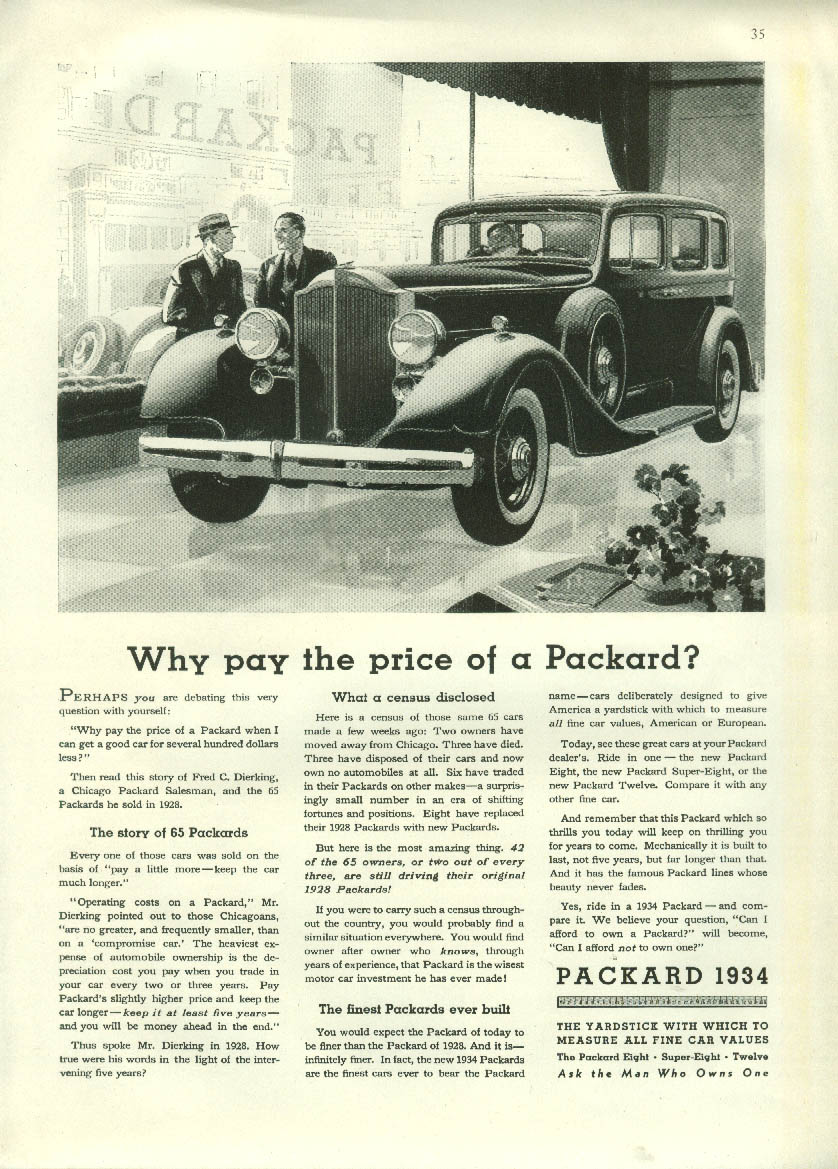 Why pay the price of a Packard? Ad 1934 NY