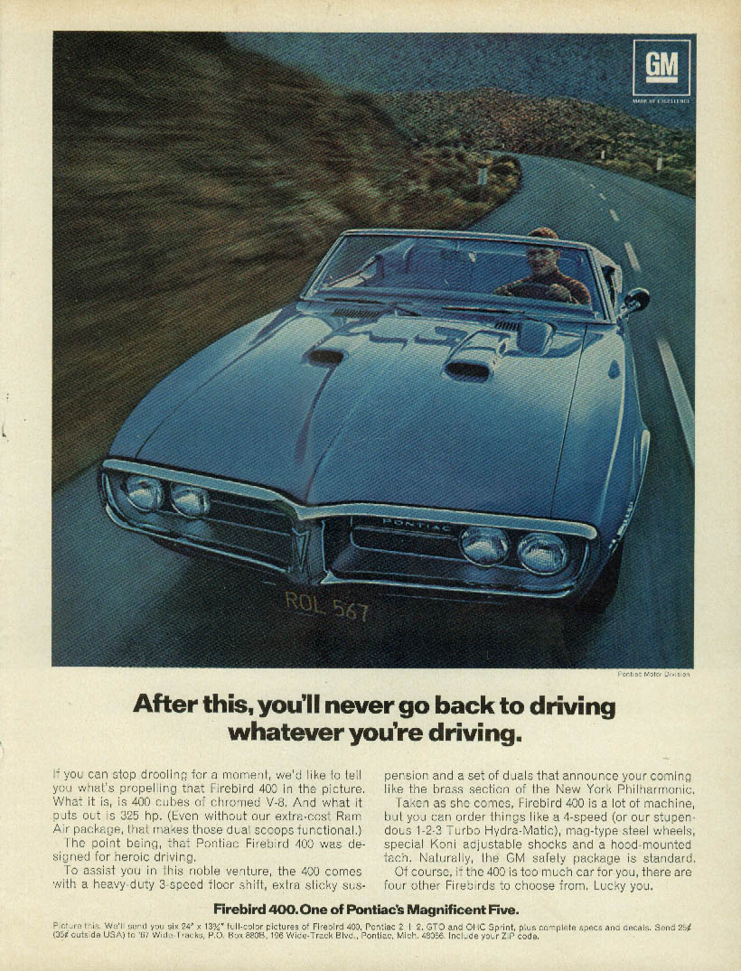 After this you'll never go back Pontiac Firebird 400 ad 1967