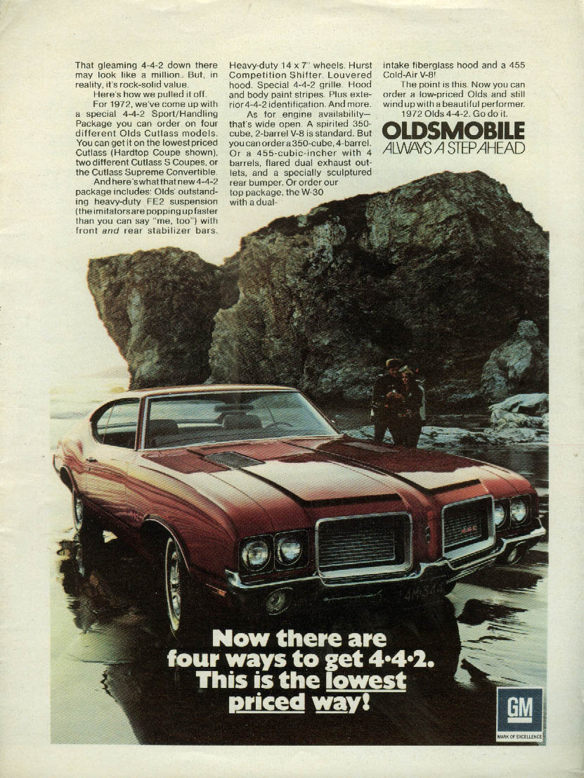 Now there are four ways to get Oldsmobile 4-4-2 ad 1972