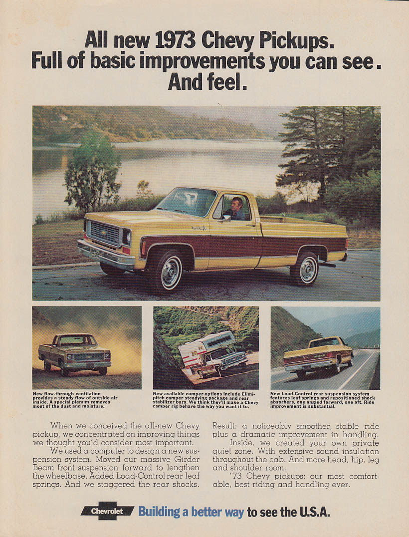 Basic improvements you can see & feel Chevrolet Cheyenne Pickup ad 1973 MT