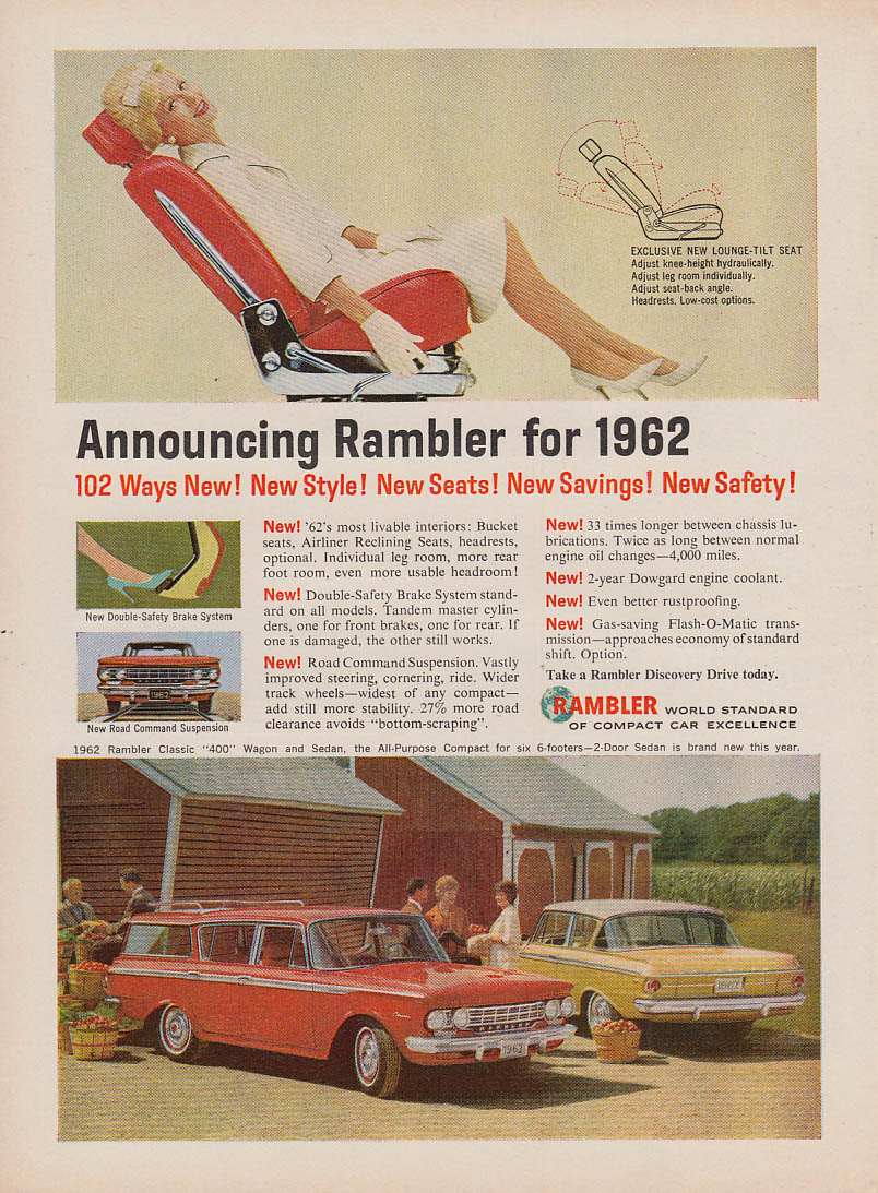 102 Ways New! Style Seats Savings Safety! Nash Rambler ad 1962 NW