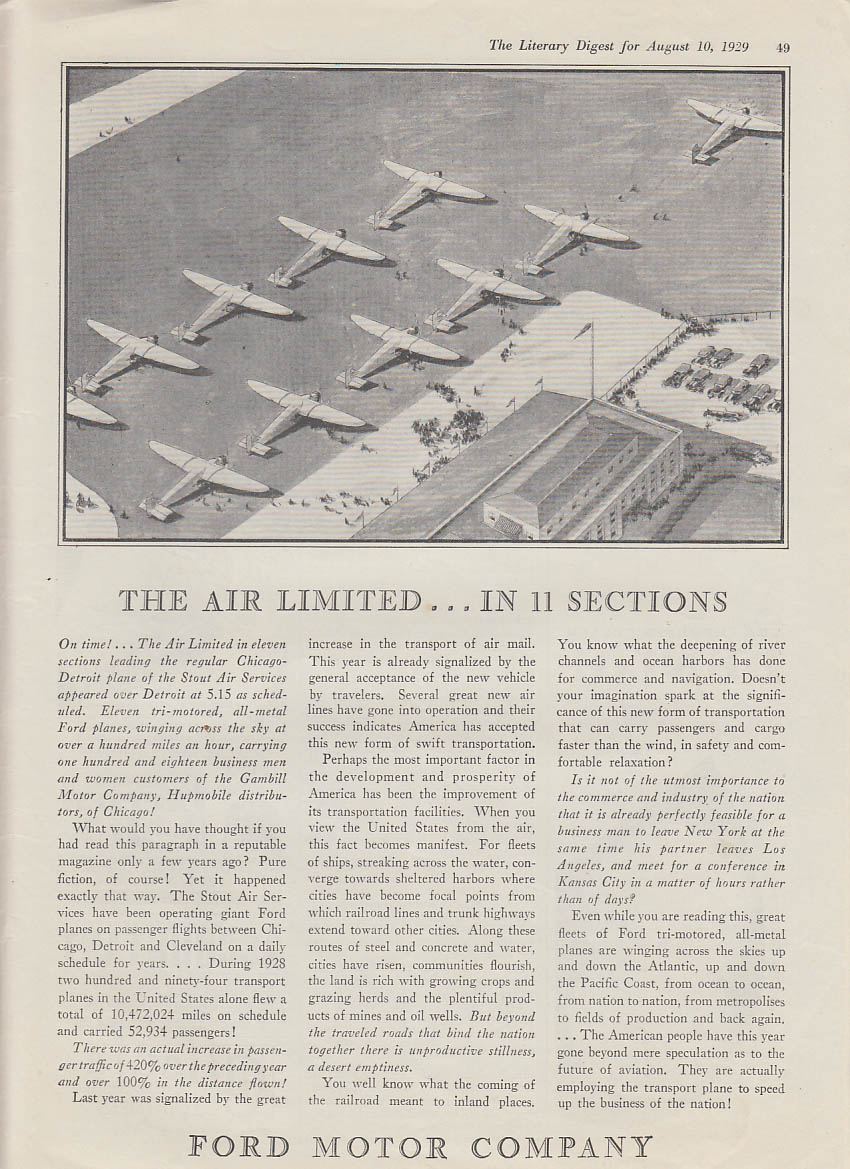 The Air Limited - in 11 Sections - Ford Tri-Motor ad 1929 LD