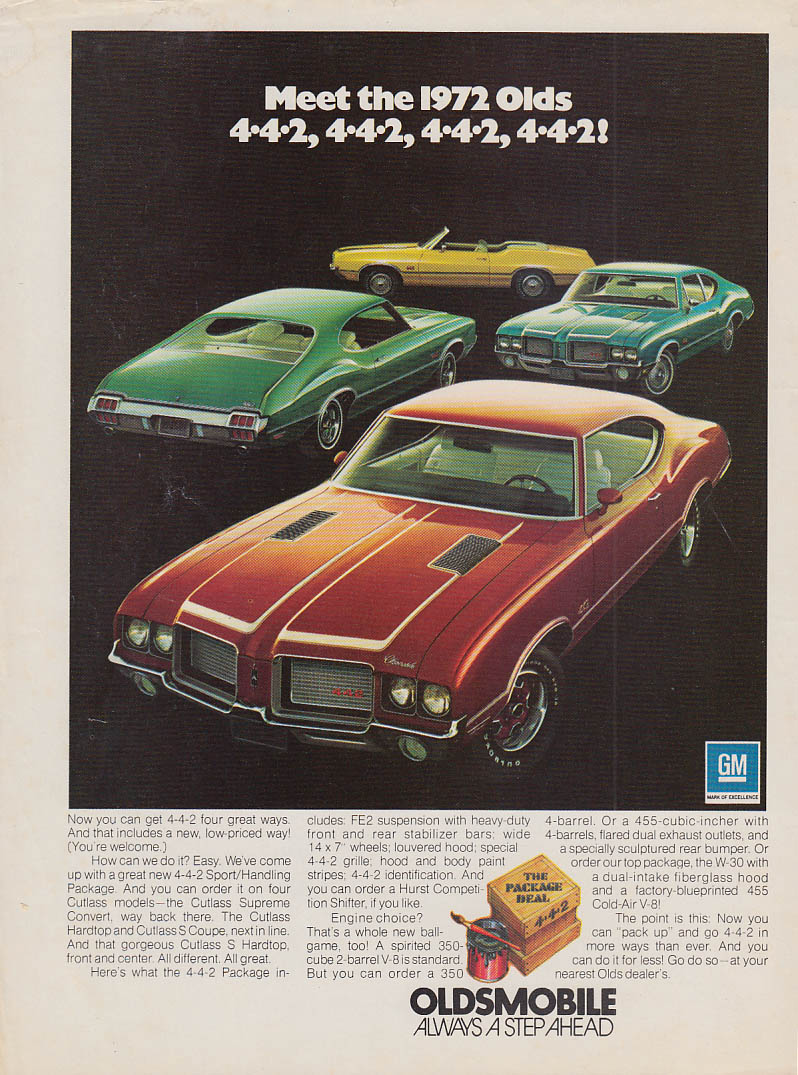 The complete Escape Machine. Oldsmobile 4-4-2 ad 1970 SI