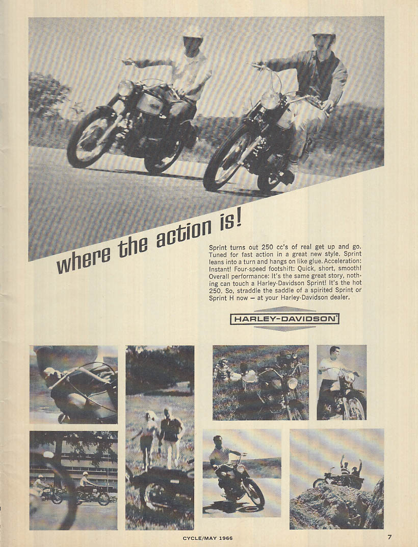 Where the action is! Harley-Davidson Sprint 250cc ad 1966