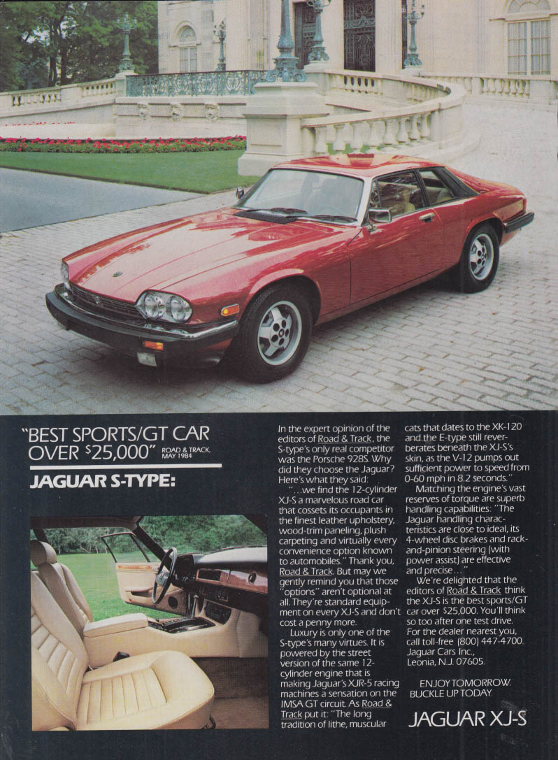 Best Sports / GT Car over $25,000 Jaguar XJ-S ad 1984 NY