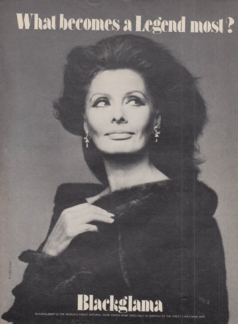 What becomes a Legend most? Sophia Loren for Blackglama Mink ad 1982 NY