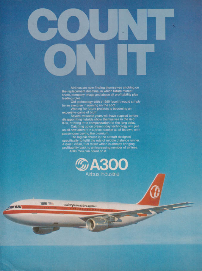 Count on it: Airbus A300 Malaysian Airlines ad 1979