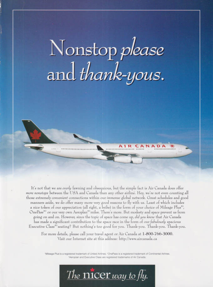 Nonstop Please and Thank-yous: Air Canada Airbus A340 ad 1997