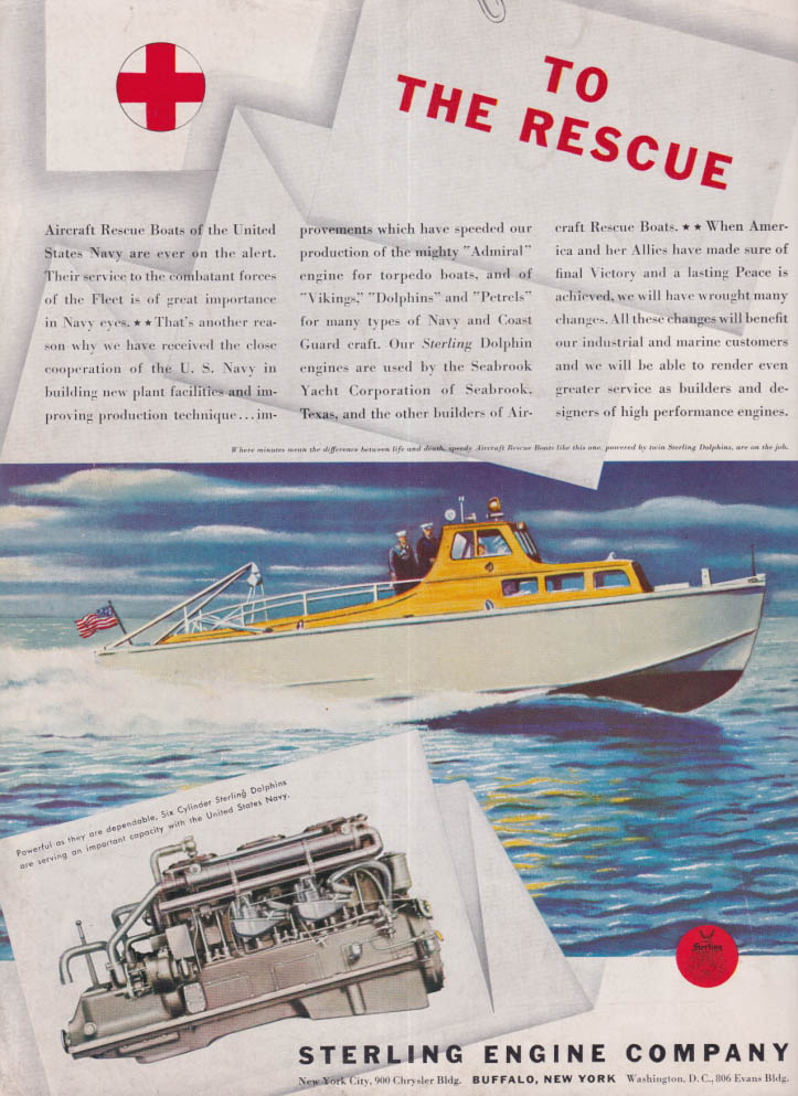 To the Rescue: US Navy Aircraft Rescue Boats with Sterling Engines ad 1942