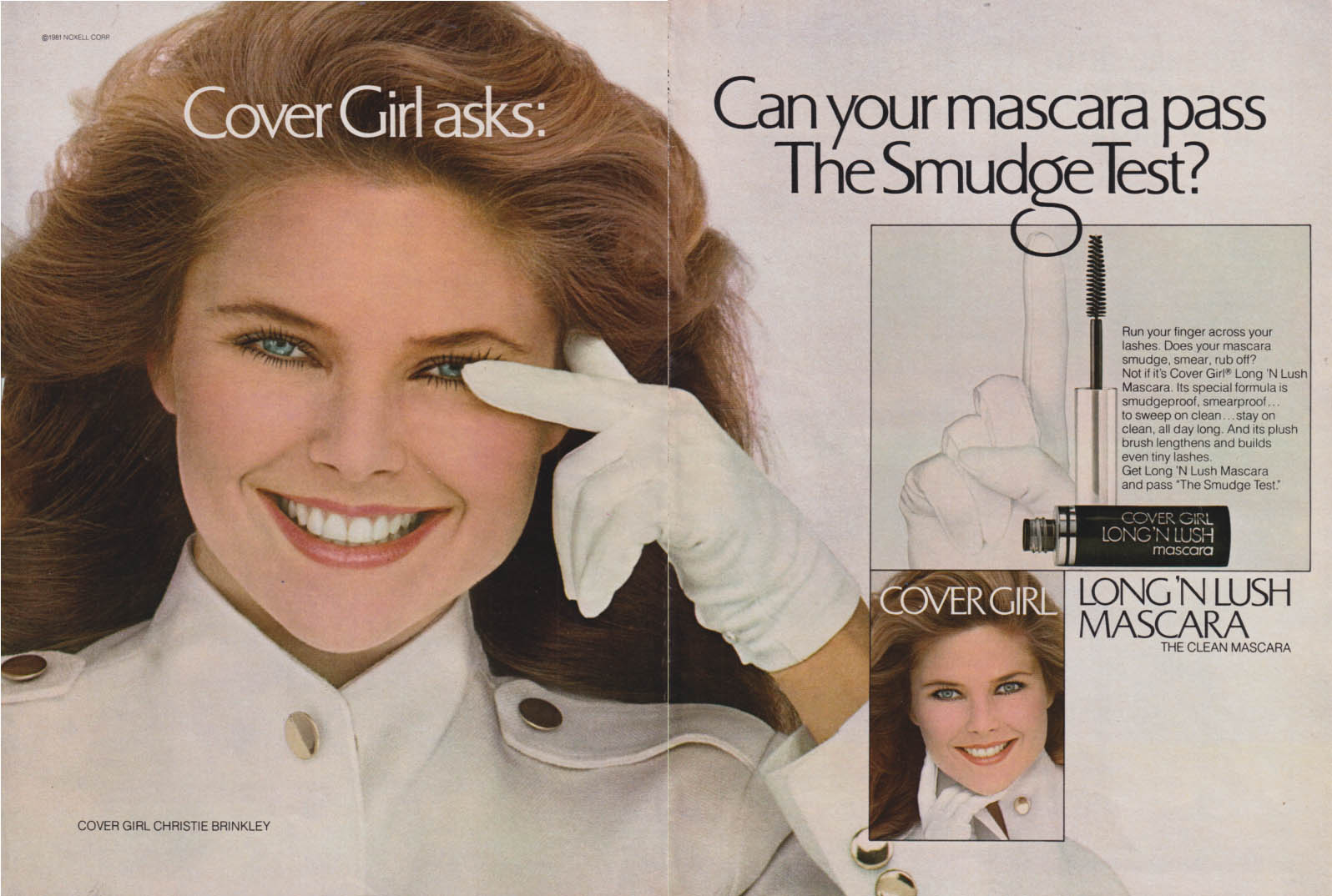 Christie Brinkley for Cover Girl Long Lash Mascara ad 1981