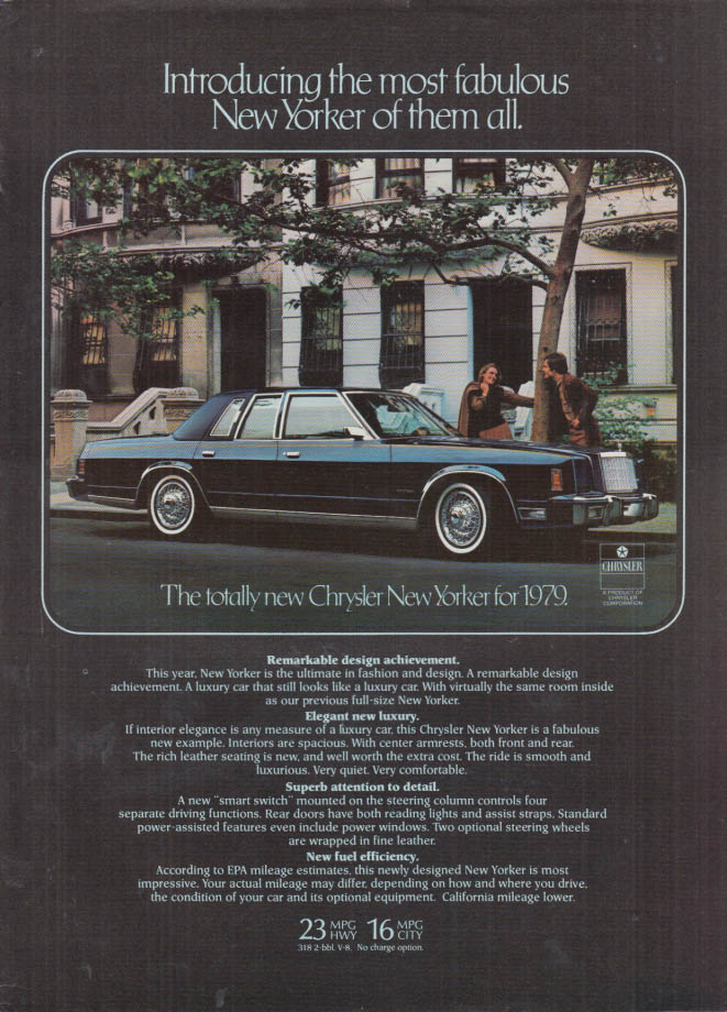 Most fabulous of them all Chrysler New Yorker ad 1979 NY