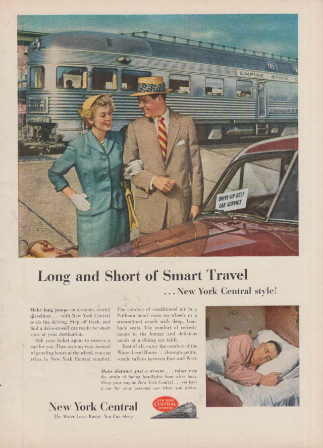 Long & Short of Smart Travel New York Central Railroad ad 1953 T