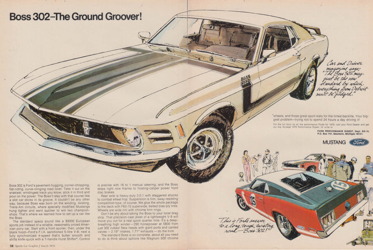 The Ground Groover! Ford Mustang Boss 302 ad 1970