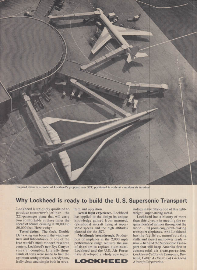 Why Lockheed is ready to build the U S Supersonic Transoort SST ad 1964 T