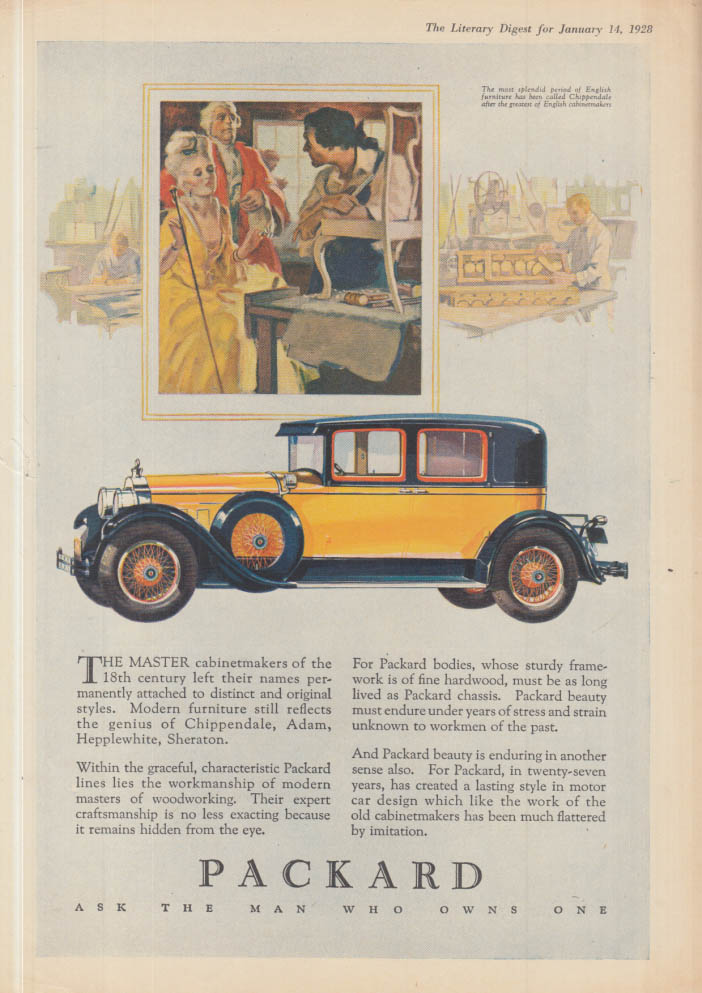 Master cabinetmakers left their names Packard 4-door Sedan ad 1928 LD