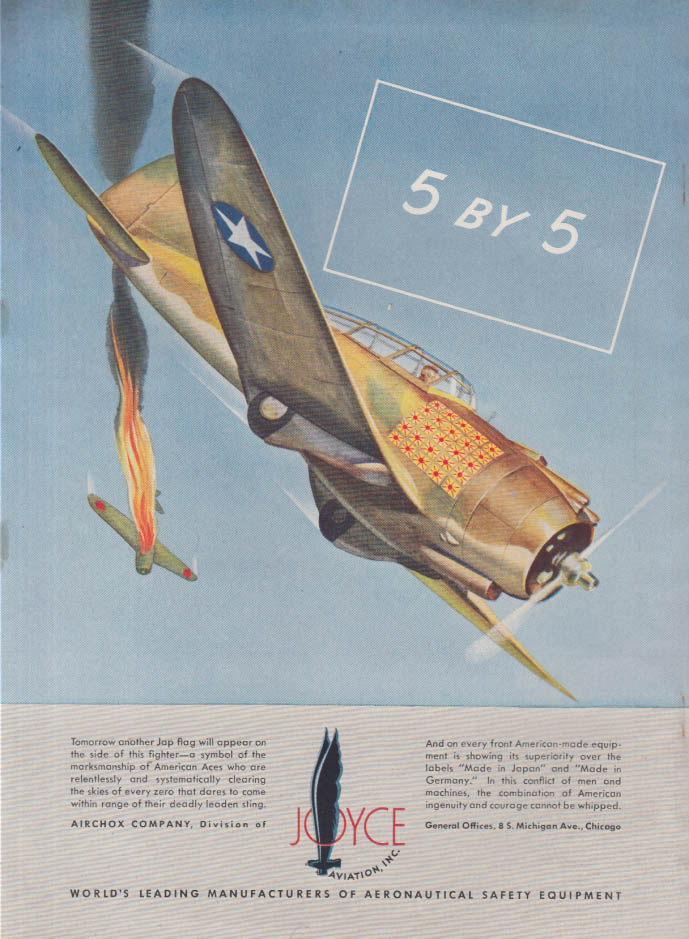 5x5 Ace Pilot Douglas SBD Dauntless - Joyce Airchox ad 1943