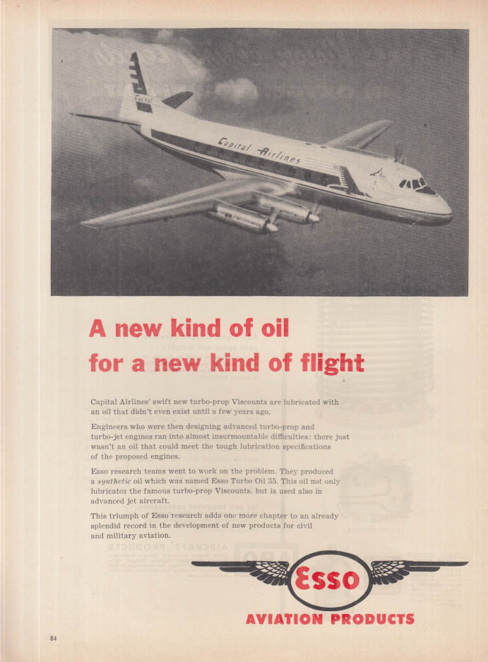 A new kind of oil a new kind of flight Capital Airlines Viscount Esso ...