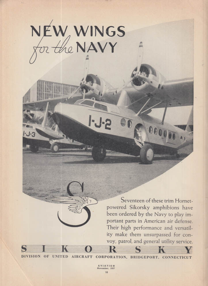 New Wings for the Navy: Sikorsky S-43 Amphibion ad 1937