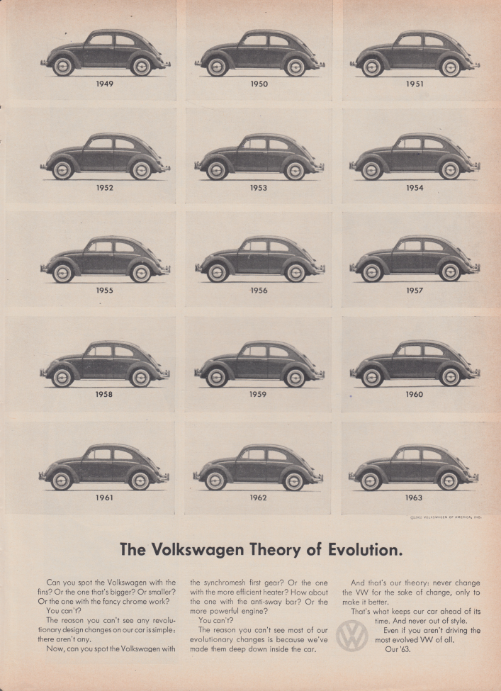 The Volkswagen Theory of Evolution ad 1963 NY