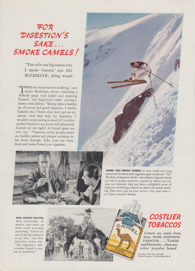 Downhill Skier Sig Buchmayr for Camel Cigarettes ad 1937 T