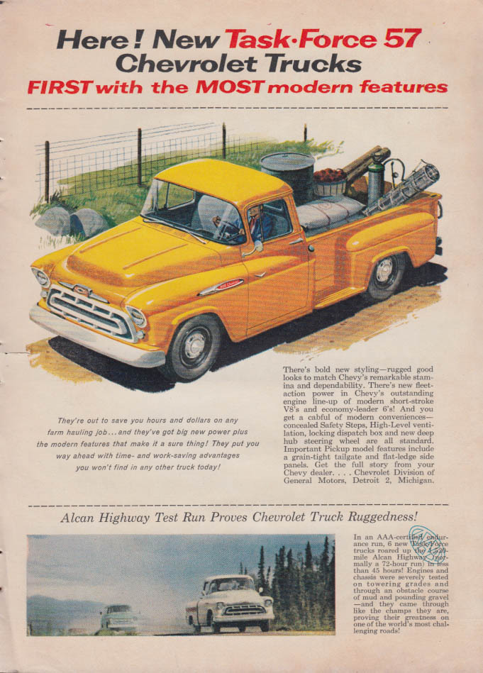 First with the Most modern features Chevrolet 3100 Pickup ad 1957 FJ