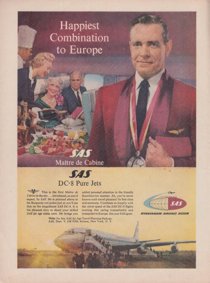 First Maitre de Cabine in the sky Scandinavian Airlines SAS Douglas DC ...