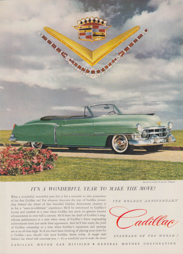 It's a wonderful year to make the move Cadillac Convertible ad 1952 NY