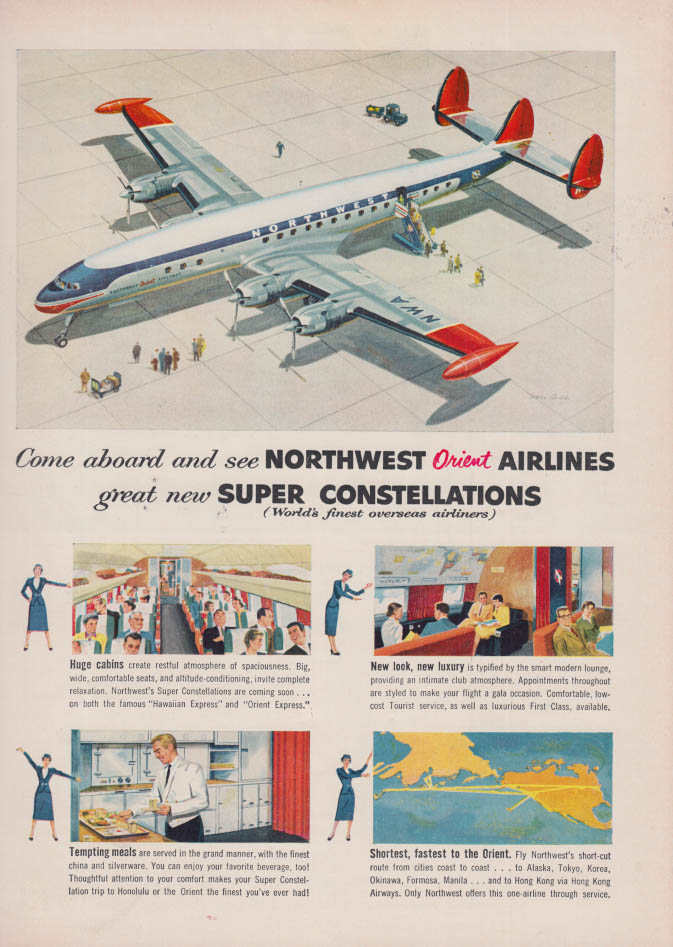 Com aboard: new Lockheed Super Constellations: Northwest Orient ...