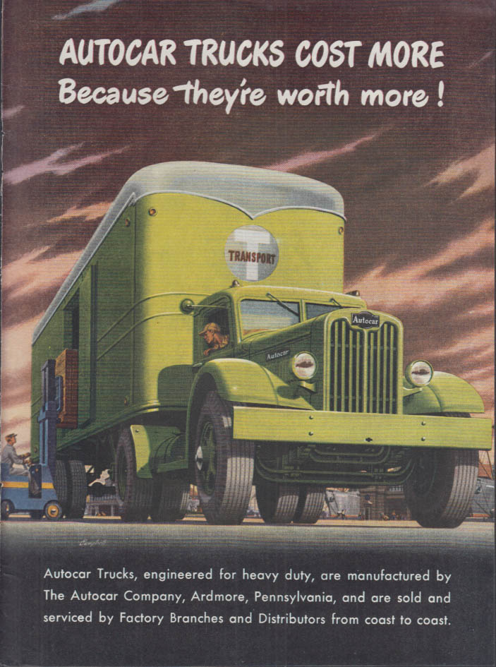 Engineered for heavy duty Autocar Conventional trailer truck ad 1946 T