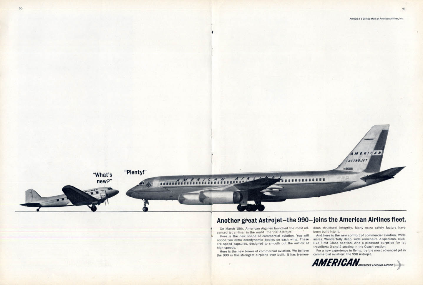 What's new? Plenty! Convair Coronado Astrojet 990 American Airlines ad ...