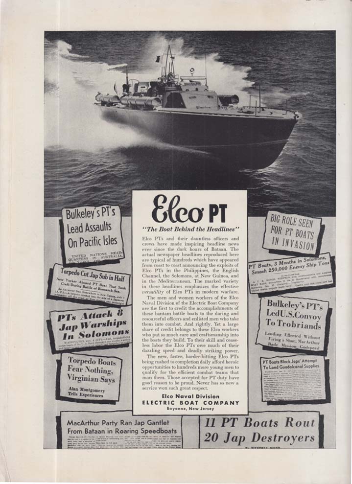 The Boat Behind the Heaadlines: Electric Boat Elco PT Boat ad 1943