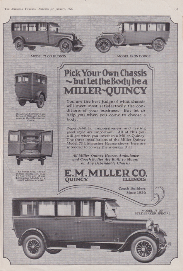 Pick Your Own Chassis: Funeral Car by Miller ad 1926 Dodge Hudson ...