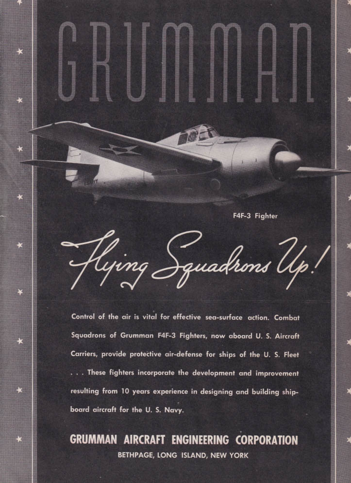 Flying Squadrons Up! Grumman F4F-3 Fighter ad 1941