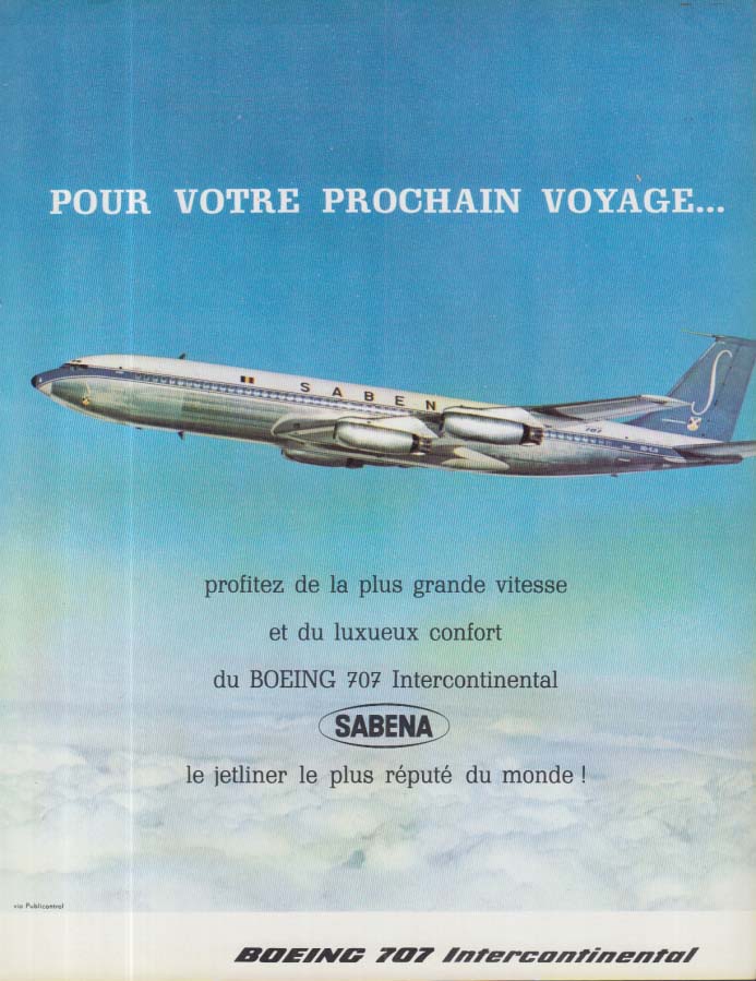 Pour Votre Prochain Voyage: Sabena Boeing 707 Intercontinental ad 1961