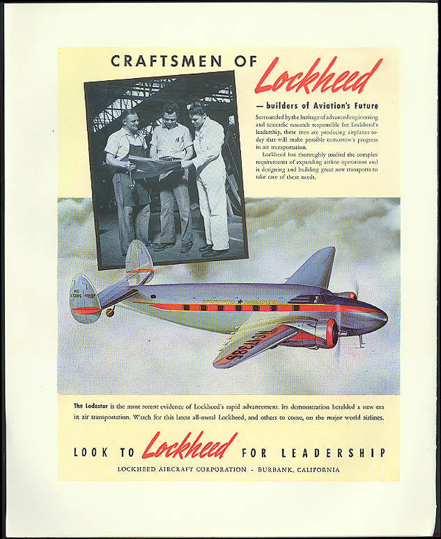 Craftsman of Lockheed builder of Aviation's Future Lodestar ad 1940