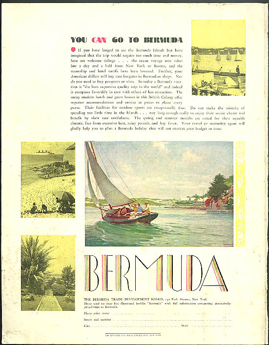 You Can go to Bermuda ad 1933 Trade Development Board