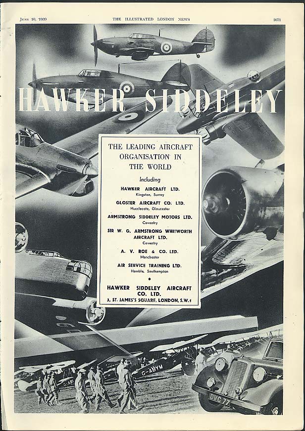 Leading Aircraft Organization in the World Hawker Siddeley ad 1939